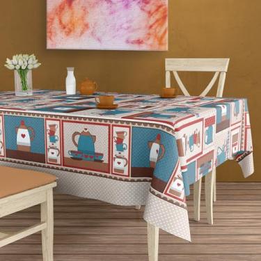 Imagem de Toalha de Mesa Plástica Térmica Impermeável para 4 6 e 8 Lugares Toalha Retangular Antiderramamento para Cozinha e Sala (COFFEE BREAK,8 Lugares)