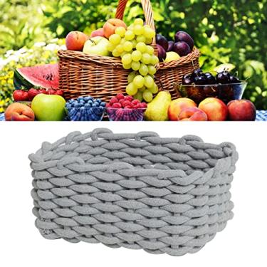 Imagem de Phefop Cesta de Armazenamento de Corda de Algodão, Organizador de Mesa Feito Malha à Mão Com Material Macio para Brinquedos e Lanches Infantis (30x22x14cm/11,8x8,7x5,5 pol.)