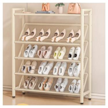 Imagem de SPXMQSS Organizador de sapateira, armazenamento de armário de sapatos para porta de entrada, organizador de armazenamento fino de sapato, prateleiras inclinadas de malha, grande capacidade, espaço
