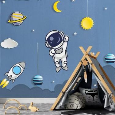 Imagem de Adesivo de Parede Infantil – Papel de Parede Astronauta 45cm x 5m Espaço Universo Planetas – Adesivo de Parede Infantil Menino Impermeável Antimofo