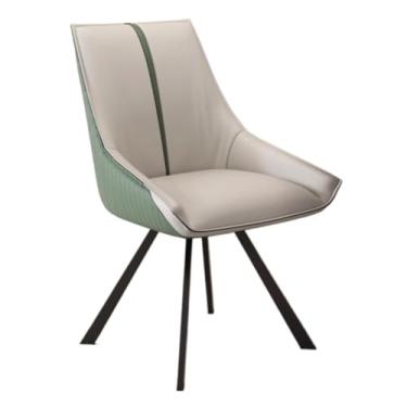 Imagem de SPXMQSS Cadeiras de mesa de jantar, cadeiras de jantar giratórias com apoios de braços e pernas de metal, cadeira estofada de sala de estar com encosto para sala de estar, recepção, restaurante, cinza