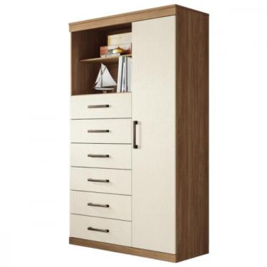 Imagem de Multi Comoda Maraba 1 Porta 6 Gavetas Jatoba Areia Santos Andira, Jato