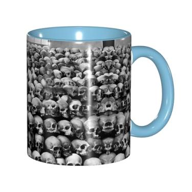 Imagem de Zeraoke Canecas de café criativas com estampa de flores de caveiras escuras horrible, personalizadas, presente para família, tamanho de 325 ml, unissex