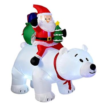 Imagem de IEUDNS Papai Noel inflável de 1,8 m com urso polar, adereço fotográfico grande, plugue americano de 110 V, enfeite de Natal.
