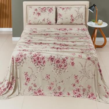 Imagem de Jogo de Camal Percal 200 Fios – 4 Peças - Conforto, Maciez e Elegância para Suas Noites (Vermelho, Casal)