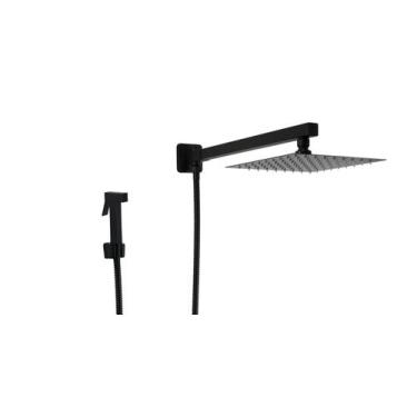 Imagem de Ducha Inox 304 Preto Fosco 20 cm c/ Desviador e Ducha Manual - AMG Met
