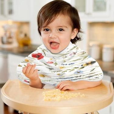 Imagem de CEBUGI Panos para Arrotar Musselina para Bebês 56 x 28 cm Toalhas de Banho Absorventes Macias Flores Primavera Algodão Arrotar Trapos para Bebês Meninos e Meninas 1 Pacote