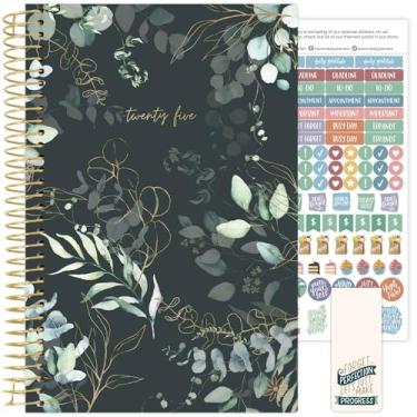 Imagem de bloom daily planners Agenda de calendário de 2025 (janeiro de 2025 a dezembro de 2025) - 14 cm x 21 cm - Livro organizador semanal/mensal com adesivos e marcador de página - eucalipto, verde