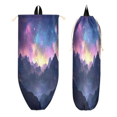 Imagem de xigua Suporte de parede para saco plástico Majestic Mountains com cordão, 1 pacote, reutilizável para decoração organizadora de sacolas de compras, meias, roupas íntimas e gravatas