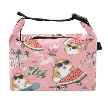 Imagem de STAYTOP Lancheira fofa de hamster com fivela de alça, lancheira isolada para meninos e meninas, lancheira térmica para trabalho escolar