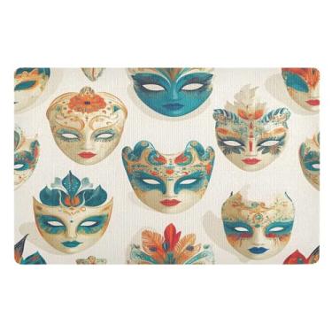 Imagem de Qilmy Máscara de carnaval de carnaval capachos para ambientes externos 81 x 50 cm, tapete de boas-vindas interno, tapetes de banho fofos, capacho frontal antiderrapante para entrada, pátio, áreas de