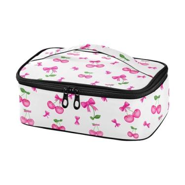 Imagem de Burbuja Lancheira térmica cereja com laço para homens e mulheres, mini lancheira reutilizável Lancheira portátil com alça para trabalho, viagem, piquenique