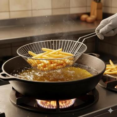 Imagem de Cesto Fritadeira Tacho para Fritura em Aço Estanhado
