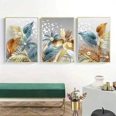 Imagem de Buquê de 3 peças, 20 x 30 cm, presente de arte de parede para casa moderna, escritório, sala de estar, decoração de quarto, pôster de tela sem moldura, presente de arte de parede