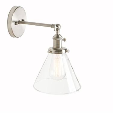 Imagem de Luminária de parede LED, estilo loft vintage, para bar, cozinha, ilha ou corredor, com cúpula de vidro transparente em formato de cone de 7,1" (antigo)