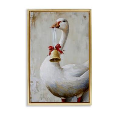 Imagem de Stupell Industries Arte de parede festive Jingle Goose Gold Floater Canvas Floater, design por Petal Prints Design, 78 x 53 cm