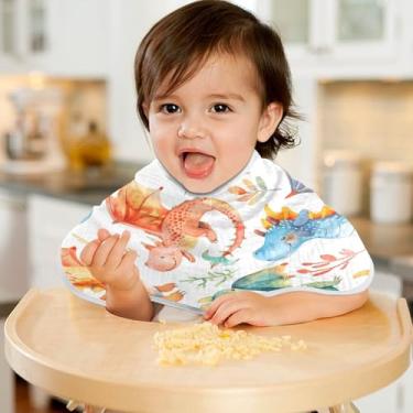 Imagem de CEBUGI Panos para Arrotar Musselina Bebê 56 x 28 cm Toalhas de Bebê Absorventes Macio Dragão Bonito Algodão Arrotar Trapos para Bebês Meninos e Meninas Pacote com 4