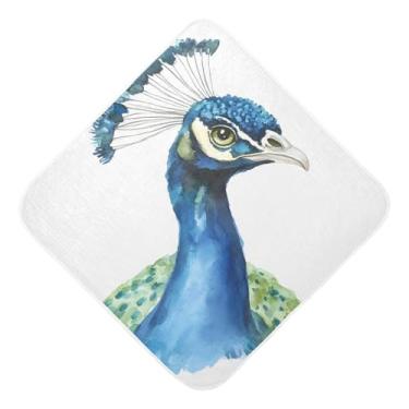 Imagem de STAYTOP Toalhas de bebê com capuz de musselina pavão aquarela, toalha de banho super macia, toalhas de banho absorventes para banho recém-nascido unissex 76 x 76 cm