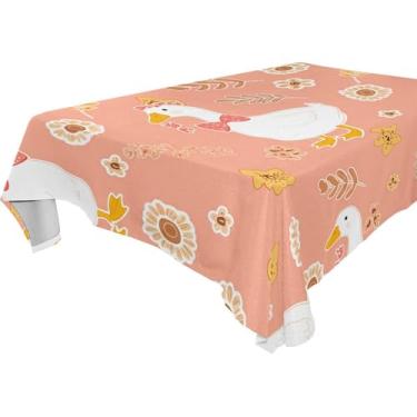 Imagem de Burbuja Linda toalha de mesa de patos brancos, toalha de mesa retangular anti-rugas grossa para decoração de jantar, cozinha, festa, 152 x 304 cm