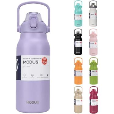Imagem de Garrafa Térmica De Viagem Inox 1700ml Água Com Canudo (roxo)