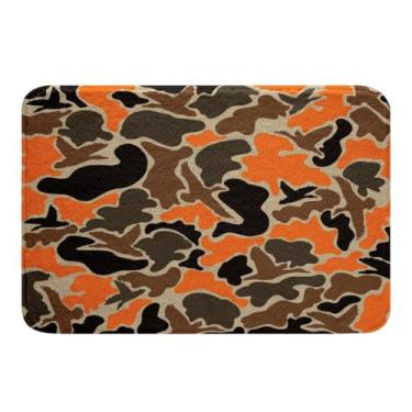 Imagem de Feelyou Duck Hunter Tapetes de banheiro de caça de camuflagem laranja 40,6 cm x 61 cm tapetes de banho infantis preto marrom para banheira de chuveiro para meninos adolescentes camuflados tapetes de