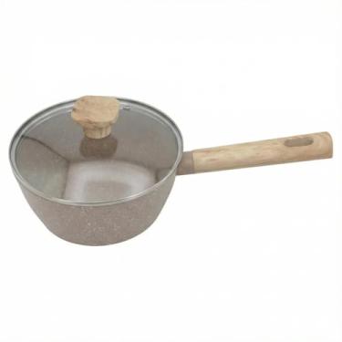 Imagem de Panela Premium com Revestimento Marble, 18cm, Cabo de Madeira, Tampa de Vidro, Antiaderente para Fogão de Indução, Resistente