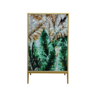 Imagem de Cômodas Cômoda com 5 gavetas, aparador decorativo pintado, armário alto de armazenamento, cômoda para quarto, sala estar, corredor(02)