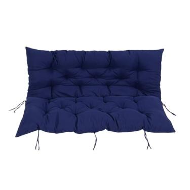 Imagem de Greensen Almofada de Balanço Ao Ar Livre, Almofada de Banco Impermeável para Mobiliário de Pátio de 2 a 3 Lugares, Substituição Com Encosto e Amarrações, 47,24 X 39,37 Polegadas (azul-marinho)