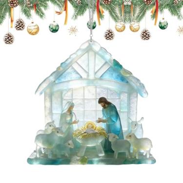 Imagem de Enfeites Do Presépio | Pingente De Vidro 2D Para Festas - Enfeites Cristãos | Para Casa Sala Cozinha Apartamento Aniversário Reunião Familiar Comemoração Invernal