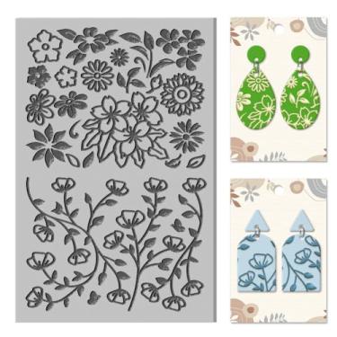 Imagem de 1 tapete de textura de borracha, estampa de flores e folhas, kit de fabricação de joias, ferramentas criativas de artesanato para máquinas de gravação de carimbos, artesanato DIY, 10 x 6,5 x 0,3 cm