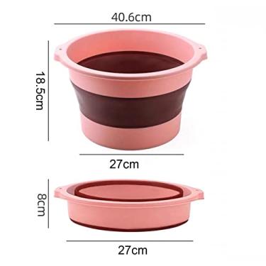 Imagem de Dioche Bacia Dobrável para Pés Banheira de Imersão Dobrável para Pés Grande Capacidade de água Bacia Leve e Portátil para Banho de para Uso Doméstico Acampamento Viagem Material (Rosa)