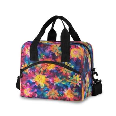 Imagem de Joisal Lancheira térmica Tie Dye Flowers para mulheres, homens, isolada, reutilizável, lancheira infantil