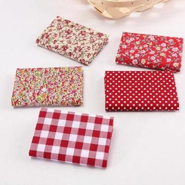 Imagem de 5 peças de tecido de algodão quadrado impresso 25 cm x 25 cm costura acolchoado diferentes padrões conjuntos de patchwork para artesanato de costura DIY