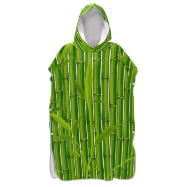Imagem de Roupão de mudança para adultos, poncho de surfe, com capuz, bonito poncho masculino vestível com capuz, folha verde pastel vibrante