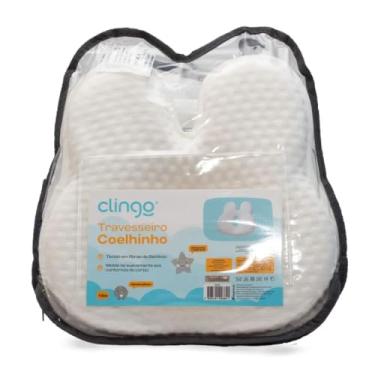 Imagem de Travesseiro Protetor de Pescoço Infantil, Memory Foam, Branco, 23x25x3.5cm, para Bebês, Formato Coelho, Lavável na Máquina