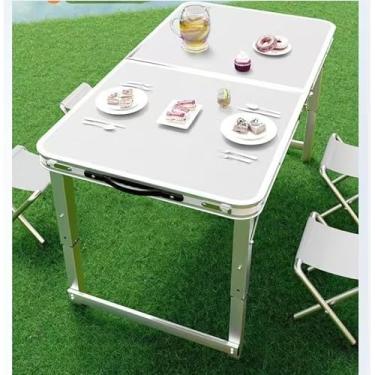 Imagem de Mesa Dobrável Portátil de Alumínio com Reforço Estrutural, Mesa Maleta para Camping, Praia e Piquenique(120 * 60cm Mesa + 4 cadeiras)