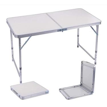 Imagem de Mesa Dobrável Portátil Tipo Maleta, Mesa Multiuso para Camping, Piquenique e Uso Doméstico 120x60cm(Bege)