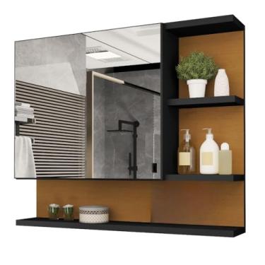 Imagem de Armário Espelheira Com Porta(Preto/Nature)