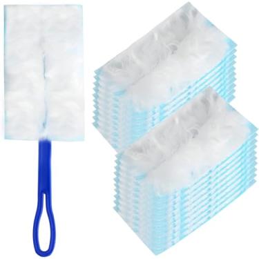 Imagem de Refil de espanador de 30 unidades compatível com cabo de espanador de 180° kit de remoção de poeira eletrostática para limpeza de persianas eletrônicas móveis limpador de ventilador de teto de carro