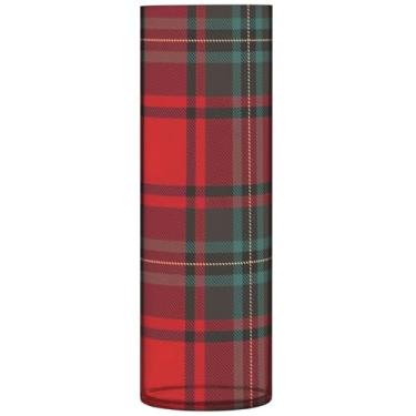 Imagem de Vaso cilíndrico buquê de flores verde tartã vermelho xadrez vasos altos bonitos impressão personalizada quarto decoração de casa, 30 cm x 9,9 cm