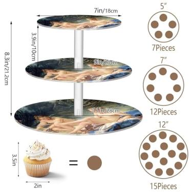 Imagem de François Boucher Pintura Diana 3 camadas suporte de cupcake para festa, copo de acrílico, torre de bolo, mesa, suporte de sobremesa, decorações de festa de chá, exposições de aniversário