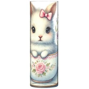 Imagem de Vasos cilíndricos florais de coelho para centros de mesa, vaso de flores alto personalizado, decoração de quarto moderna, 30 cm x 9,9 cm
