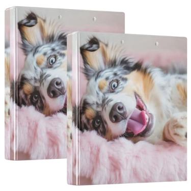 Imagem de Pastor australiano divertido personalizado Relaxe 3 fichários com 3 anéis comporta 200 folhas, pastas, caderno, impressão, redondo, agenda, fichário, 31,5 x 27 x 6 cm, 1 pacote