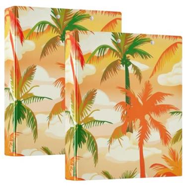 Imagem de Fichários personalizados de palmeiras tropicais, laranja, 3 anéis, comporta 200 folhas, caderno, anel redondo, 31,5 x 27 x 6 cm, pacote com 2