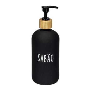 Imagem de Porta Sabonete Líquido De Vidro Preto 500ml Doha Preto - Hauskraft