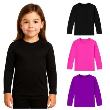 Imagem de Kit 3 Camisetas Manga Longa Infantil Menina Proteção Solar Praia-Feminino