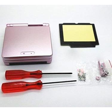 Imagem de Parafusos de lente de tela de invólucro completo de substituição para GBA SP Game Boy Advance SP (rosa)