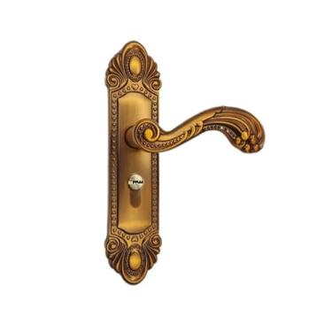 Imagem de Fechadura de porta silenciosa europeia, fechadura magnética de cobre antigo, fechadura de porta de madeira maciça para quarto de quarto, fechadura de maçaneta interna (grande 50 silenciosas)