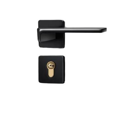 Imagem de Fechadura de porta de quarto dividida, porta interna doméstica, porta de madeira, maçaneta magnética universal silenciosa (preto frio)