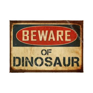 Imagem de Placa De Advertência Vintage De Dinossauro, Pôster Retrô, Arte Estétic